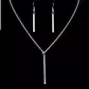Earrings & Necklace Set Silver Color Chain